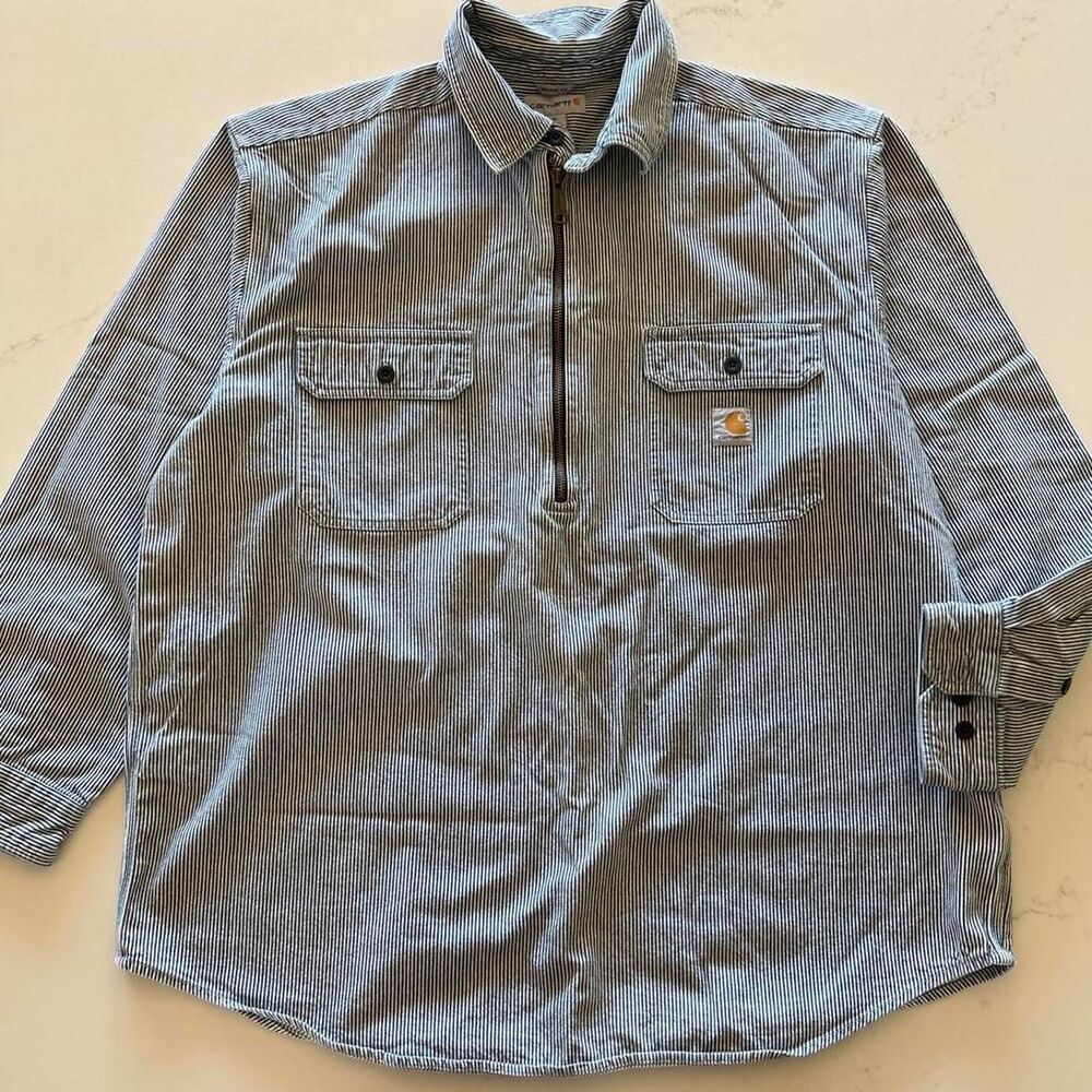 Carhartt Men's Blue and White Jacket - Picture 7 of 7